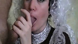 Innocent maid gets her mouth fucked