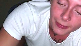 Wet and messy amateur blowjob and handjob