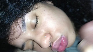 RAIN OF CUM ON THE BIG LIPS OF THE BITCH, SHE DELIGHTS IN THE HORNY HORNINESS OF THE CUCKOLD