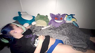 Stepbrother finds his little stepsister using her massager while she relaxes