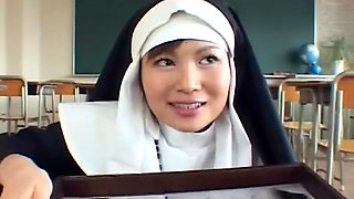 Pretty Asian nun is swallowing loads of jizz