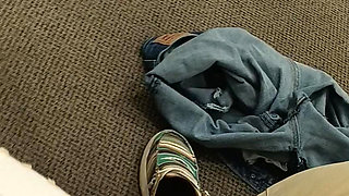 Locker room blowjob