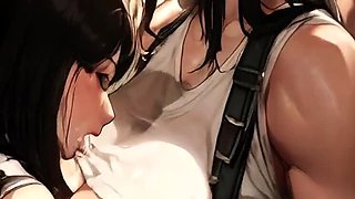 Big Tits Tifa Gets Fucked and Milked in Hentai Bar