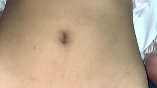 Caressing my 18-year-old stepsister with a shaved pussy