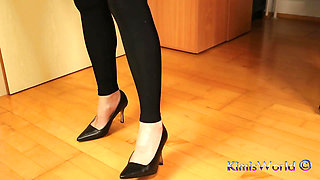 Black Heels & Sheer Nylons - Sensual Foot Tease & Shoeplay