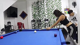 I fuck my stepsister's pussy on a pool table - Spanish porn