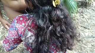 Step Sisters Inba and Laxi Ammu Outdoor Threesome Fingering and Fucking