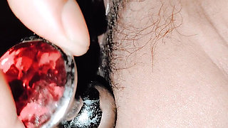 First Time Butt Plug Insertion and Then Fingering to Orgasm