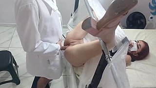 Bound babe is getting used by her horny gynecologist in her pussy