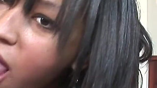 Cute ebony with small tits riding big cock