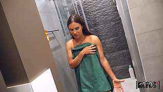 Canadian babe with big ass Alyssa Reece is taking a shower before sex