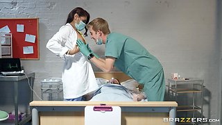 restless doctors fuck right in front of the patient's bed