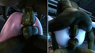 Lara and Tifa suck ogre cock while getting fucked in the pussy and ass at the same time. Monster fun 3D Hentai Game