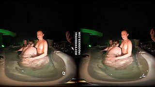 3 Hot Models Late Night In The Rooftop Jacuzzi With The Slumber Party Girls