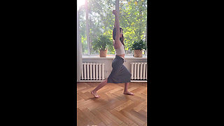 teasing yoga in tight long skirt