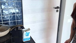 POV fuck with hot redhead Russian cheating MILF for money