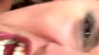 Brunette babe sucks and fucks BBC