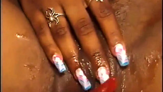 Black and white pussy fucking dildo playing...cum on tits