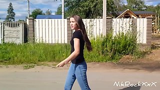 Crazy Naked Teen 18+ In Public Of The Villagers! 18 Y.o