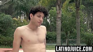 Latino jock loves first cock taste during hookup