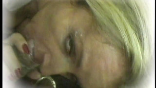 The Busty Old Lady First Gives a Footjob and Then a Nice Blowjob