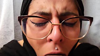 POV Sloppy Blowjob Till Balls Cum in Mouth Mia Niqab