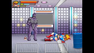Superhero nymph goes nude street wrestling against villains in Umbreaker game