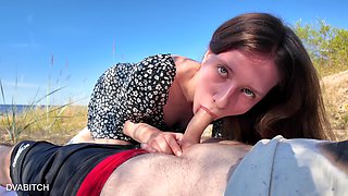 Visiting Beach to Suck Dick & Swallow Cum Before Going Swimming