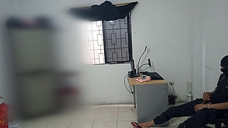 My stepsister cleans my room and then leaves. I masturbate while fantasizing about her.