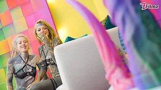 Alt-Girls Tattooed Lesbian Dildo Punk, Goth, Hippie, Spit Tongue