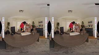 Three MILFs hop on your big dick for an office foursome