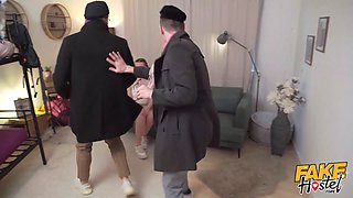 Faux hostel - sexy natural beauty takes on 2 Big Cocks for the first time