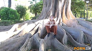 Taking dares with a bold teenager! Malafalda and her PUBLIC HOOKUP bang-out