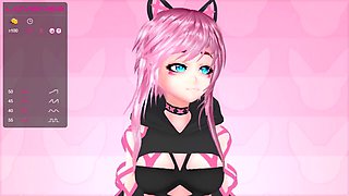 Pink vtuber MokyMoo has fun with her new sex toys during a stream