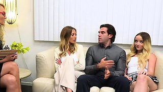 Lucky dude fucks three blonds on therapy
