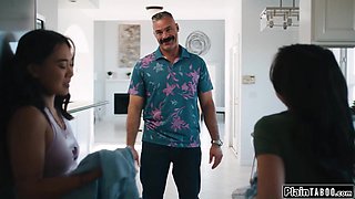 Asian stepdaughters have to fuck stepdad or get kicked out