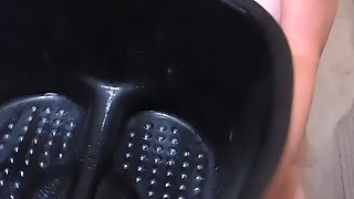 Peeing Into a Bucket Since Bathroom Is Occupied