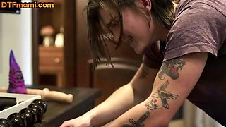 Curvy redhead MILF pounded by stepson