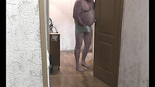 Pervert Husband Wife Watches as Beautiful Cute Sweet Girl Takes Shower. Old Man Masturbates