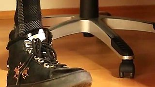 Plaid Tights & Stylish Sneakers - Dangling, Shoeplay & Foot Focus