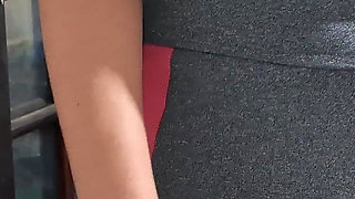 Masturbating Her Camel Toe on the Table with the Neighbor's Help.