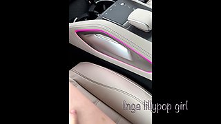 A Blonde Young Slut Masturbate in a Car