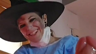Penectomy on Halloween Eve Stepmom Zombie!-witch