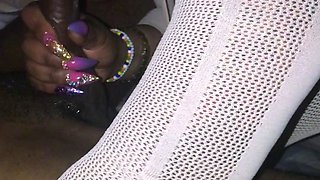 Perky amateur rides and sucks black dick pov style
