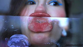 Glamour Girl Kiss with Sweet Shiny Juicy Lips