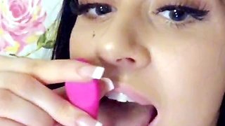 Blonde tight pussy babe solo toy fun in glamour masturbation