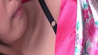 Older Man Plays with a Japanese Teen with Hairy Pussy on the Bed