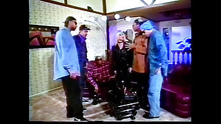 Interracial Orgy for Two Lesbians Fucked by a Pack of Big Black Cocks