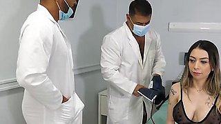 IR bisex busty MILF in lingerie 3way fucked by doctors