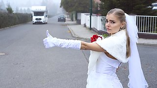 SHOCK CONTENT Sexy bride fucks random van driver on marriage day